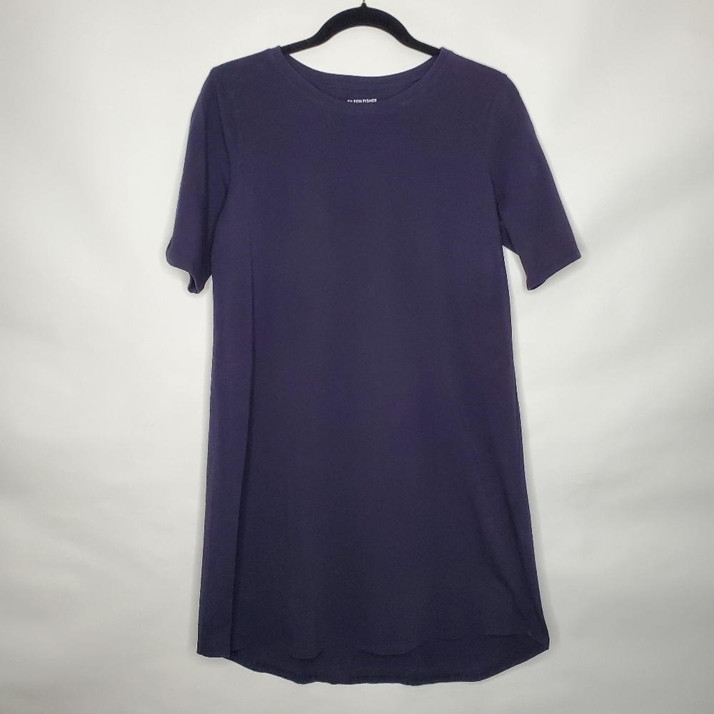 Eileen Fisher Tee Shirt Dress Size S Short Sleeve Hi-Low Hem Stretch Casual Soft